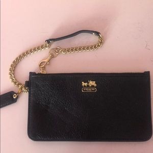 Black Leather Coach Wristlet